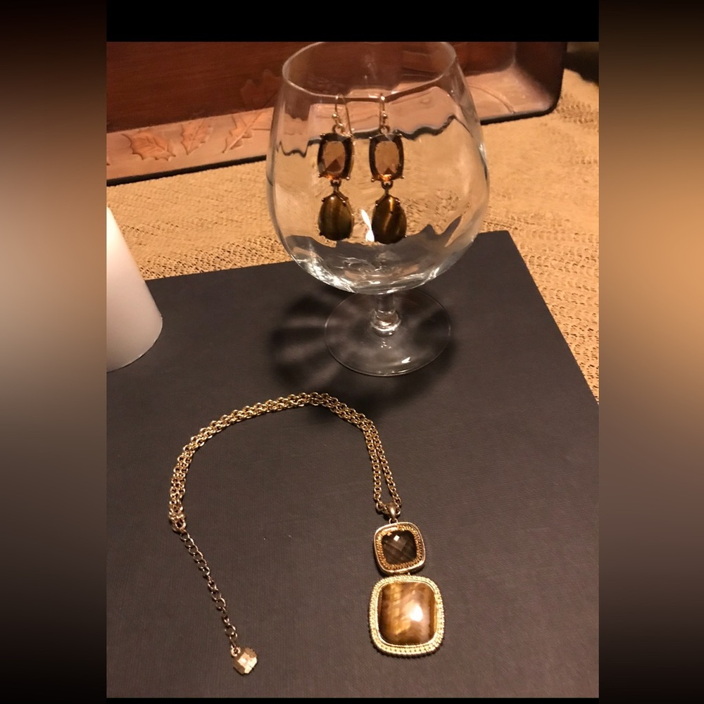 Vintage Monet Gold and Brown Necklace Set